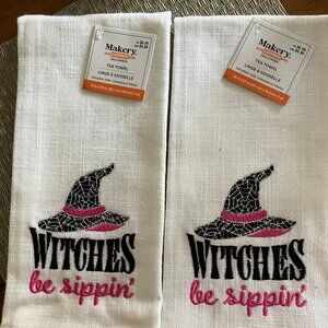 Halloween tea towels - Witches be sippin'